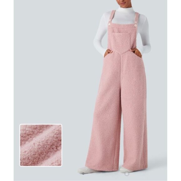 HALARA Pants - Women's Pink Fleece Jumpsuit